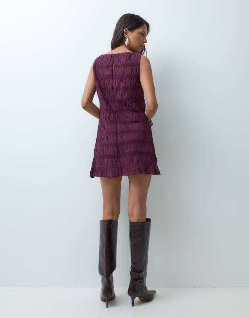 Abercrombie & Fitch hoogsluitende mini jurk met smok in bordeauxrood, 5 van 5