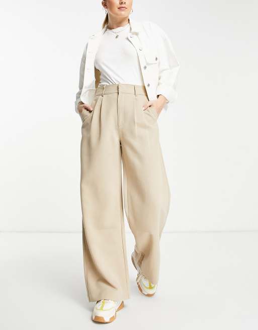 Abercrombie & Fitch – Hose in Camel mit sehr hohem Bund und weitem Bein