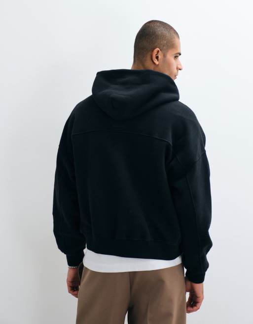 Abercrombie & Fitch hættetrøje med lynlås og ikonlogo i sort, 3 af 5