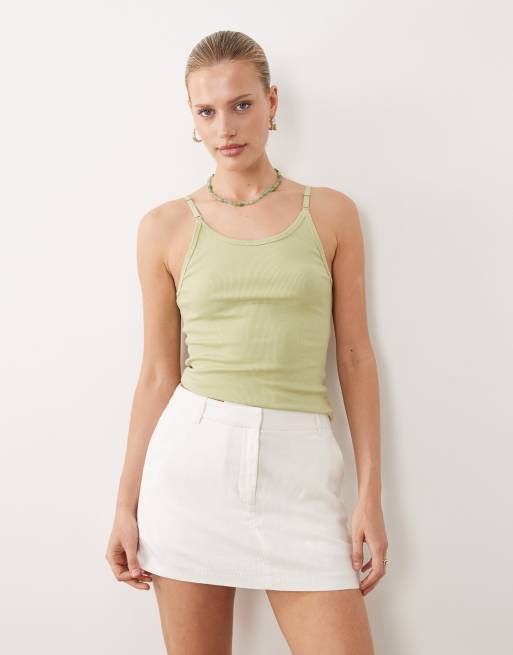 Abercrombie & Fitch - Hvidt mini-skort i hørrigt materiale, 2 af 5