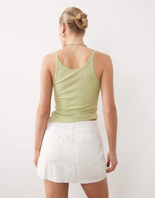 Abercrombie & Fitch - Hvidt mini-skort i hørrigt materiale, 4 af 5