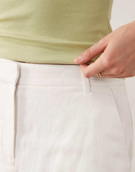 Abercrombie & Fitch - Hvidt mini-skort i hørrigt materiale, 5 af 5
