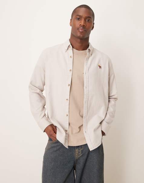 Abercrombie & Fitch - Icon - Camicia color cuoio a spina di pesce con logo - view 1