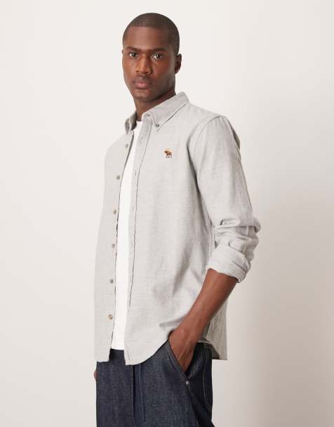 Abercrombie & Fitch - Icon - Camicia grigia a spina di pesce con logo - view 1