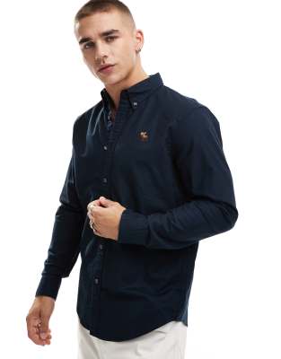 Abercrombie & Fitch - Icon - Camicia Oxford blu navy con logo