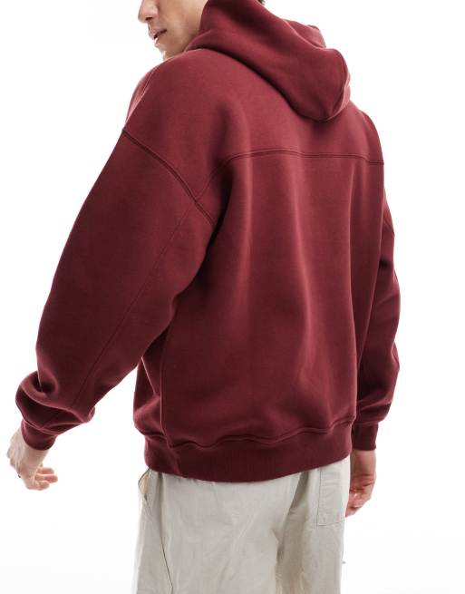 Abercrombie Fitch icon embroid logo hoodie in burgundy