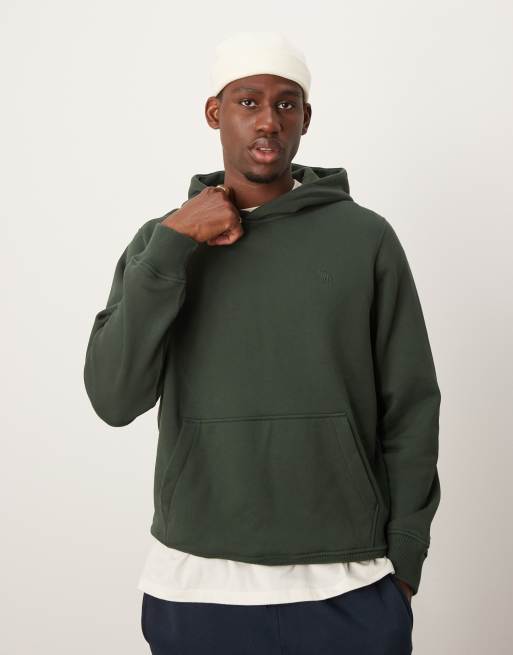 Abercrombie & Fitch - Icon - Felpa con cappuccio pesante verde scuro con logo in rilievo