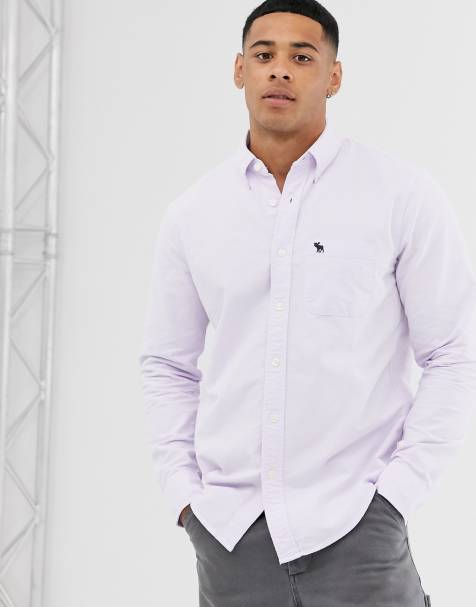 Abercrombie & Fitch icon logo button down oxford shirt slim fit in pink