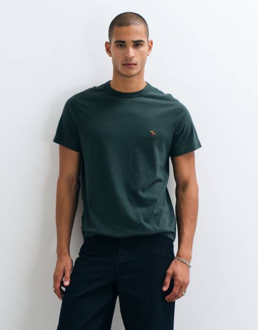Abercrombie & Fitch icon logo essential t-shirt in dark green, 3 of 5