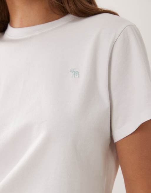 Abercrombie & Fitch icon logo everyday t-shirt in white, 4 of 4
