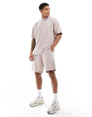 Abercrombie & Fitch icon logo french terry sweat shorts in taupe co-ord