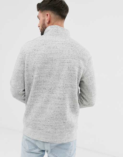 Abercrombie & Fitch icon logo half zip sweatshirt in grey marl, 2 of 4