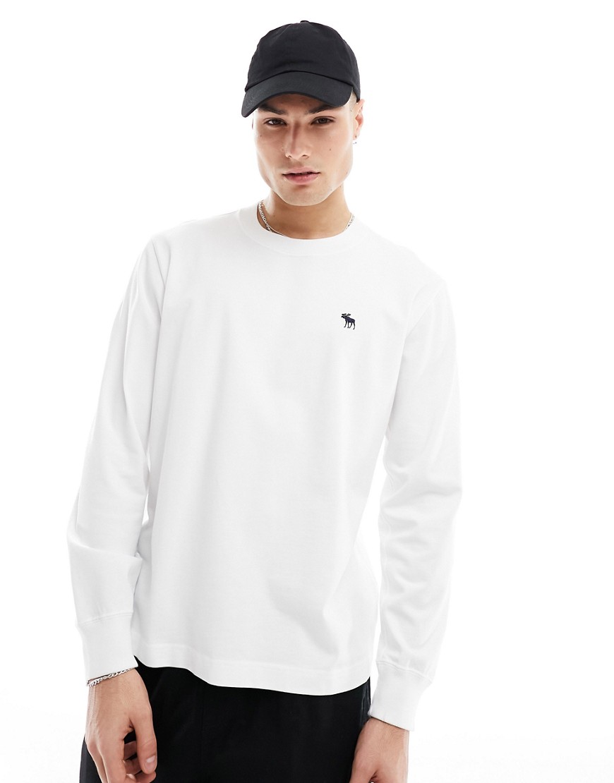 Abercrombie & Fitch icon logo heavyweight long sleeve top in white
