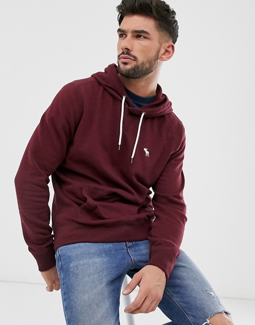 Abercrombie & Fitch icon logo hoodie in burgundy