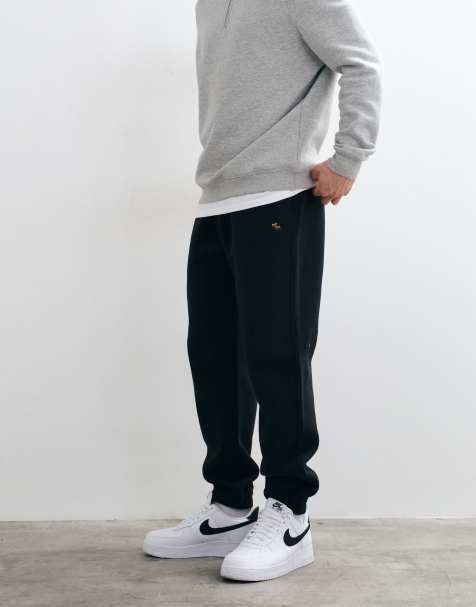 Abercrombie & Fitch icon logo joggersy ze ściągaczami u dołu nogawek w kolorze czarnym - view 1