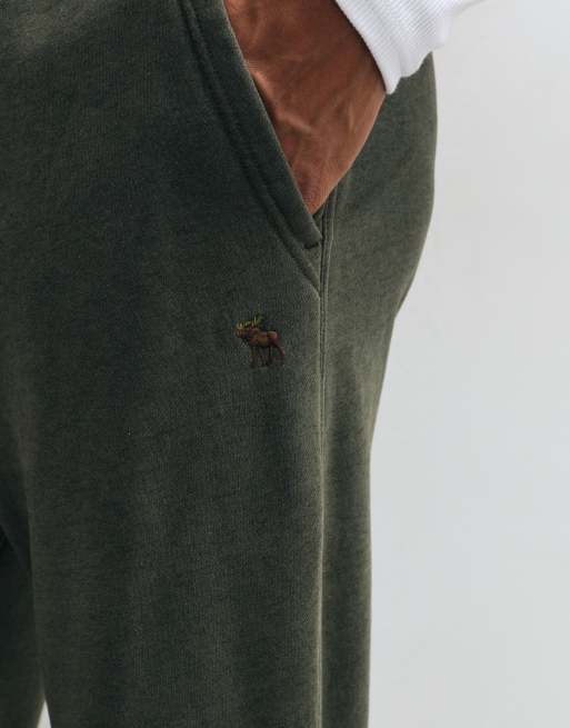Abercrombie & Fitch icon logo Jogginghose mit geradem Bein in Khaki, 3 von 5