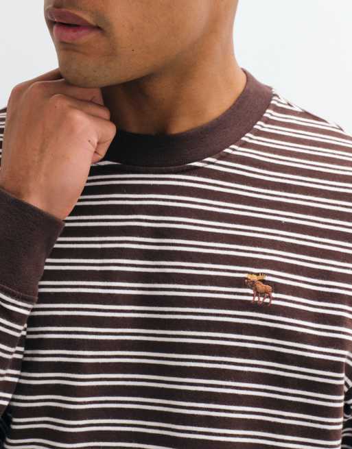 Abercrombie & Fitch Icon-Logo Langarmshirt in Braun gestreift, 2 von 9