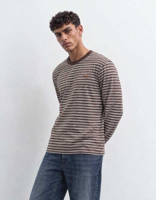 Abercrombie & Fitch Icon-Logo Langarmshirt in Braun gestreift, 6 von 9