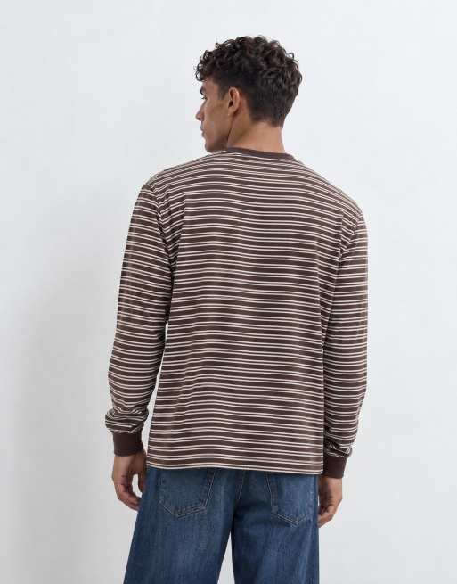 Abercrombie & Fitch Icon-Logo Langarmshirt in Braun gestreift, 8 von 9