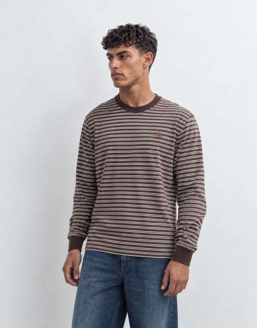 Abercrombie & Fitch Icon-Logo Langarmshirt in Braun gestreift, 9 von 9
