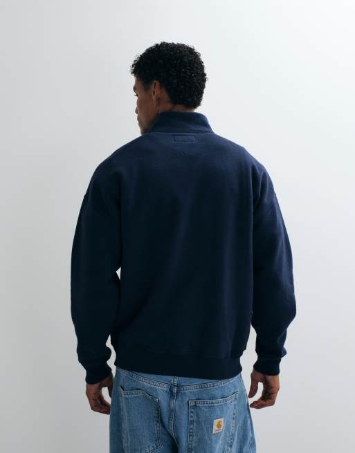Abercrombie & Fitch icon logo oversized sweatshirt med 1/4 lynlås i navy, 5 af 5