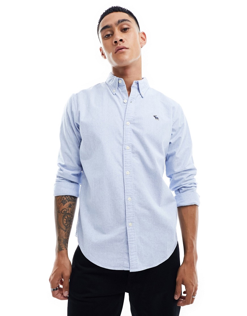 Abercrombie & Fitch icon logo oxford shirt in light blue