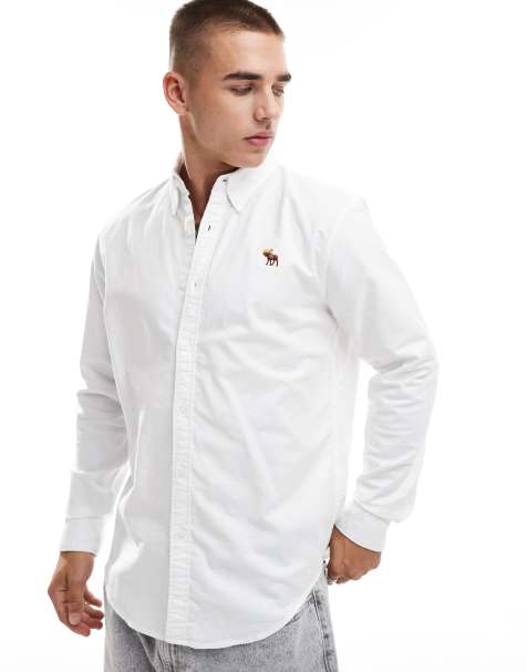 Abercrombie & Fitch icon logo oxford shirt in white - view 1