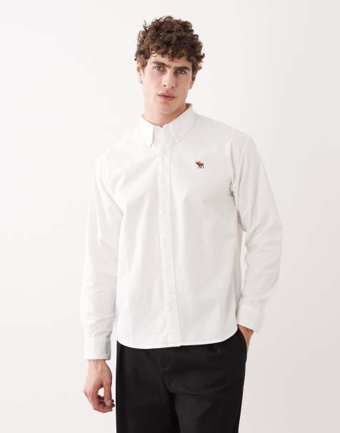 Abercrombie & Fitch icon logo oxford shirt in white - view 1