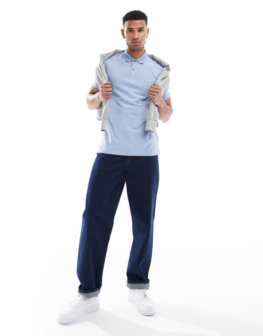 Abercrombie & Fitch icon logo pique polo in light blue, 3 of 4
