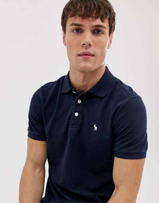 Abercrombie u0026 Fitch icon logo pique polo in navy | ASOS