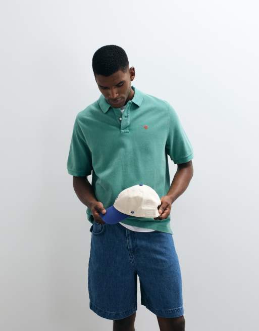 Abercrombie & Fitch icon logo short sleeve polo in green, 3 of 5