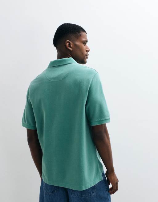 Abercrombie & Fitch icon logo short sleeve polo in green, 4 of 5