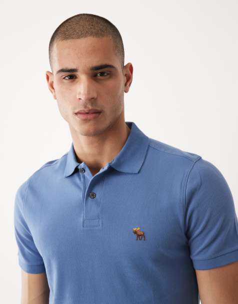 Abercrombie & Fitch icon logo short sleeve polo shirt in blue - view 1