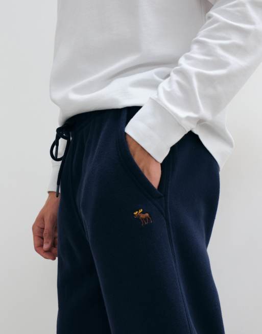 Abercrombie & Fitch icon logo straight leg joggers in navy, 3 of 5