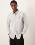 [Abercrombie & Fitch] Abercrombie & Fitch icon logo stripe oxford shirt in grey XS grey