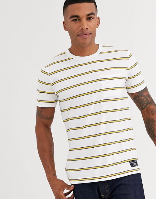 Abercrombie & Fitch icon logo stripe t-shirt in white