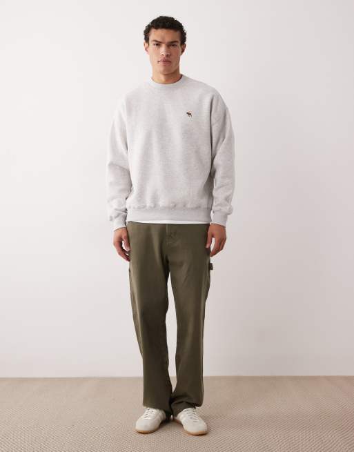 Abercrombie & Fitch icon logo sweatshirt in gray heather, 2 of 5