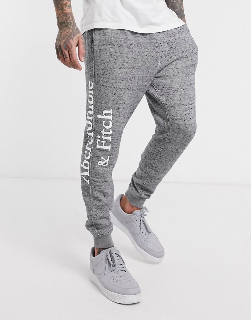 Abercrombie & Fitch icon logo tape cuffed joggers in grey