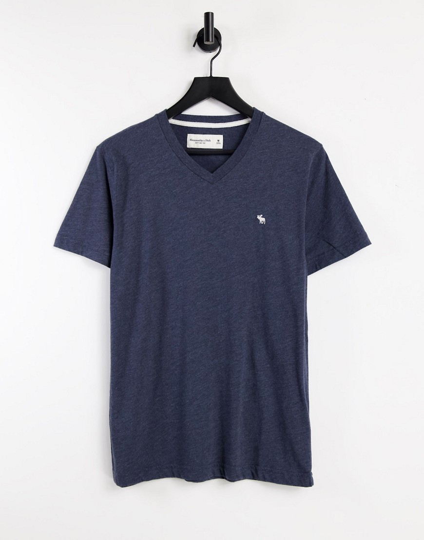 Abercrombie & Fitch Icon Logo V-neck T-shirt In Navy