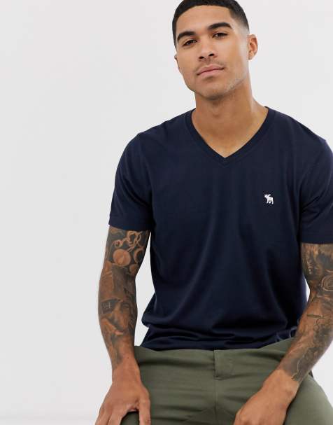 Abercrombie & Fitch icon logo vneck t-shirt in navy