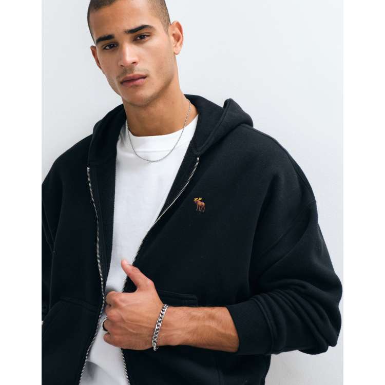 Abercrombie & Fitch icon logo zip up hoodie in black | ASOS
