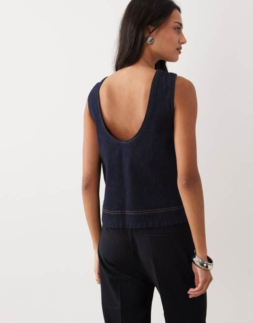 Abercrombie & Fitch – Indigoblå, ärmlös jeanstopp, 4 av 4