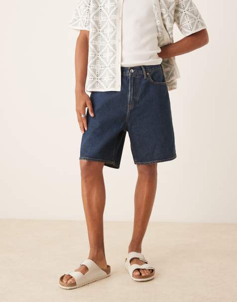 Abercrombie & Fitch – Indigoblå jeansshorts med ledig passform - view 1