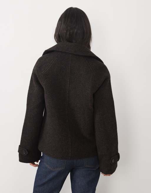 Abercrombie & Fitch jack van wolmix in bruin visgraat, 3 van 4