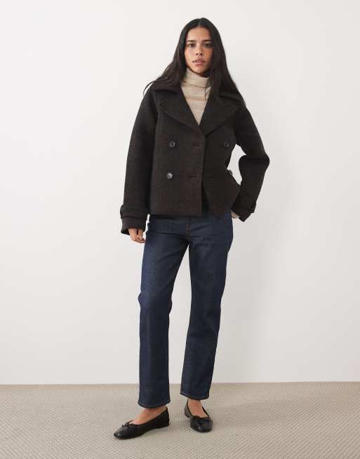 Abercrombie & Fitch jakke i brun herringbone i uldblanding, 4 af 4
