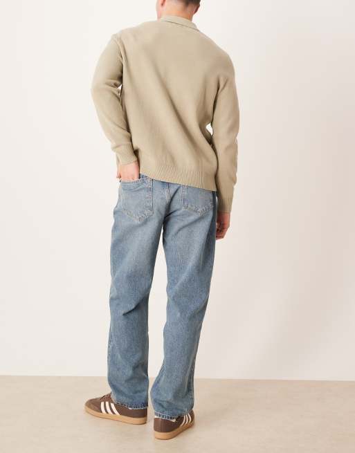 Abercrombie & Fitch - Jean ample à 5 poches - Bleu moyen délavé, 3 de 5