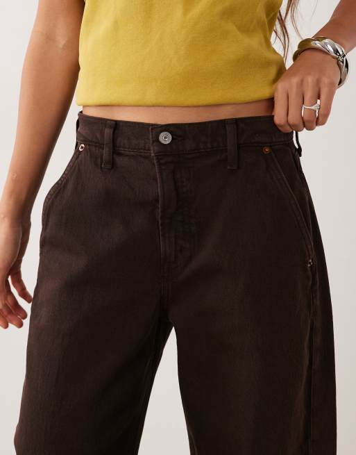 Abercrombie & Fitch jean barrel taille haute marron, 5 de 5