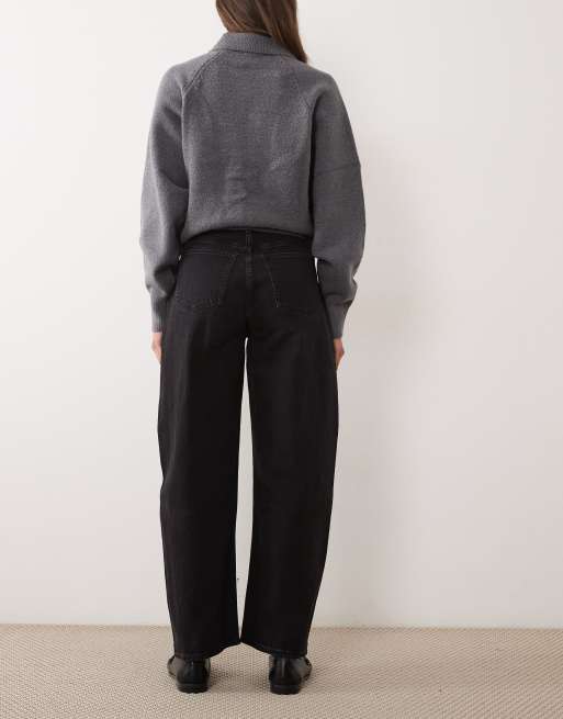 Abercrombie & Fitch jean coupe barrel taille haute en noir intense, 2 de 5