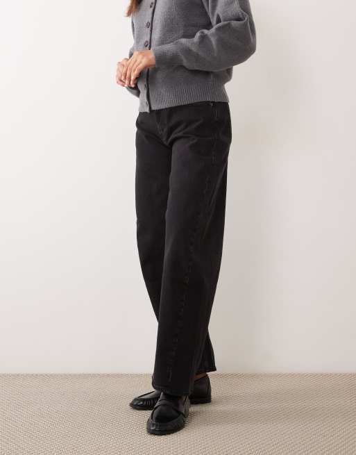 Abercrombie & Fitch jean coupe barrel taille haute en noir intense, 3 de 5