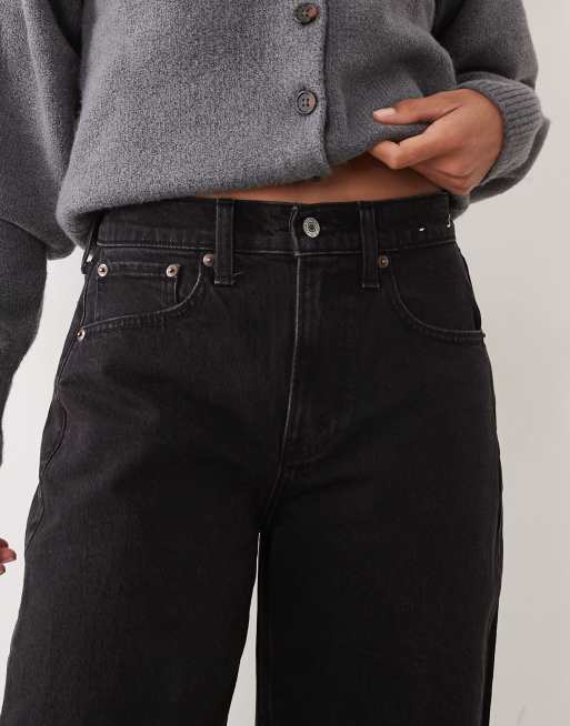 Abercrombie & Fitch jean coupe barrel taille haute en noir intense, 5 de 5